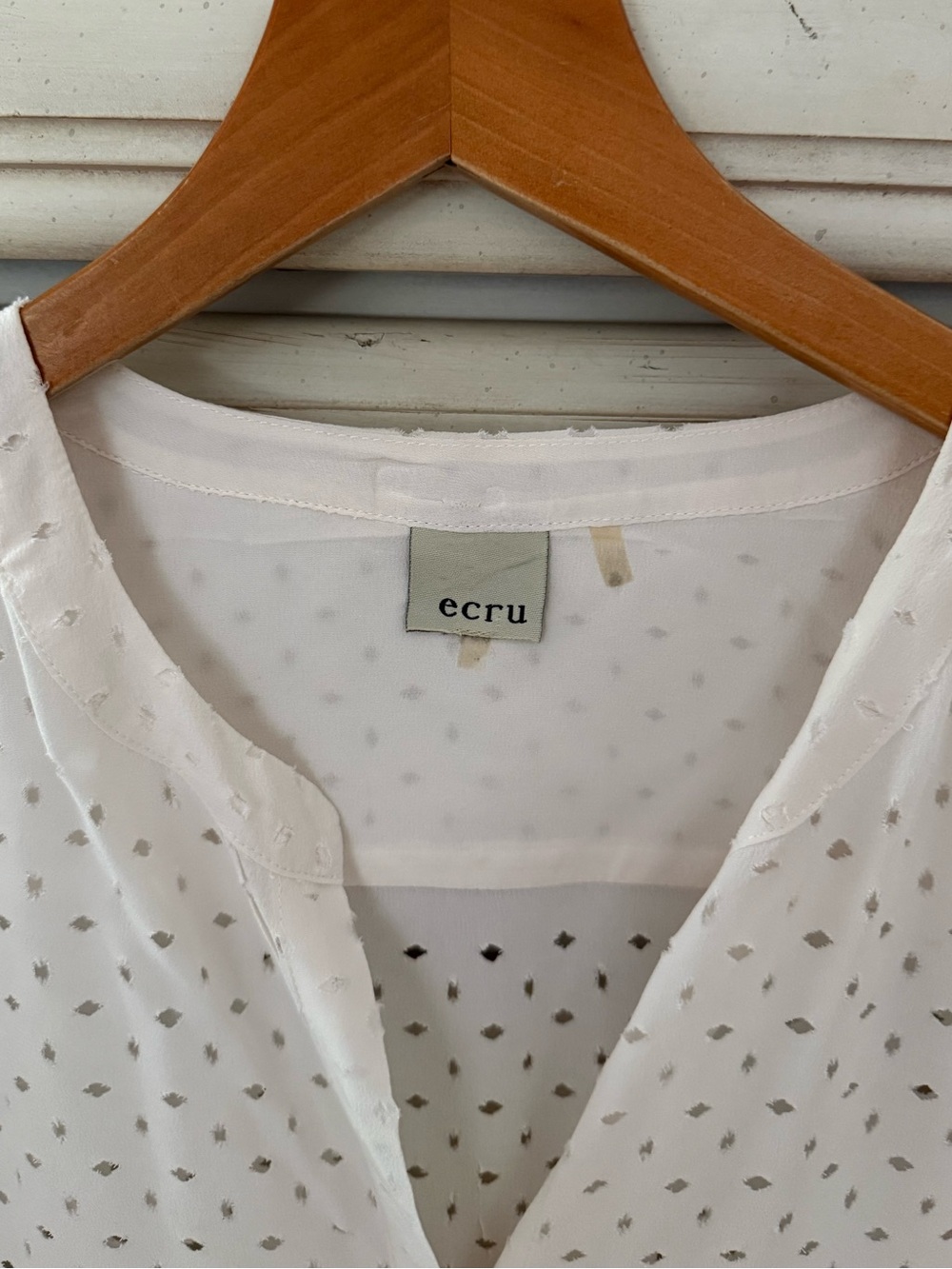 Ecru Cream Silk Button Shirt - Picture 3 of 4